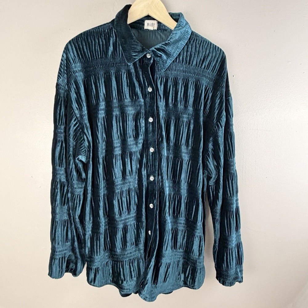 Bibi Women's Velvet Smocked Tunic XL Whimsigoth Cottagecore Witchy Boho‎ Top